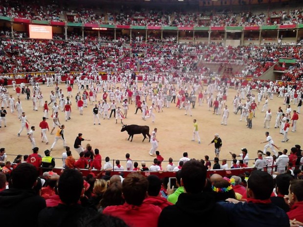 Mushood lângă în taur. Pe parcursul festivalului numărul populației din Pamplona se înmulțește cu 15. PC: Facebook/Mushood Misha Miguel