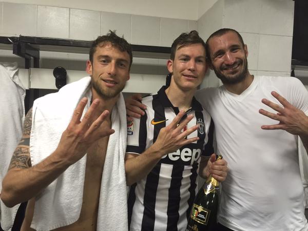 Claudio Marchisio, Stephan Lichtsteiner și Giorgio Chiellini. PC: Twitter/@juventusfc