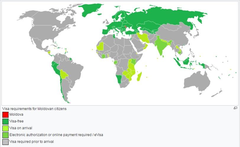 Harta călătoriilor cetățenilor moldoveni