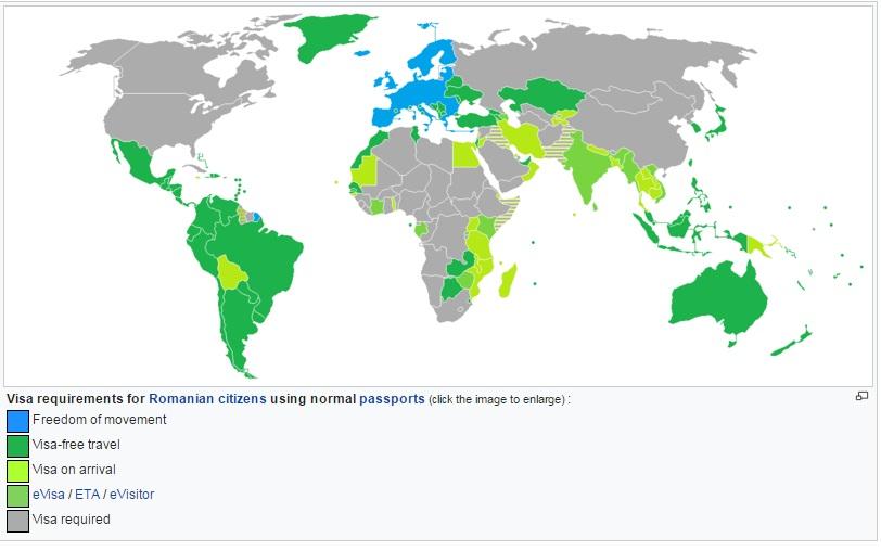 Harta călătoriilor cetățenilor români