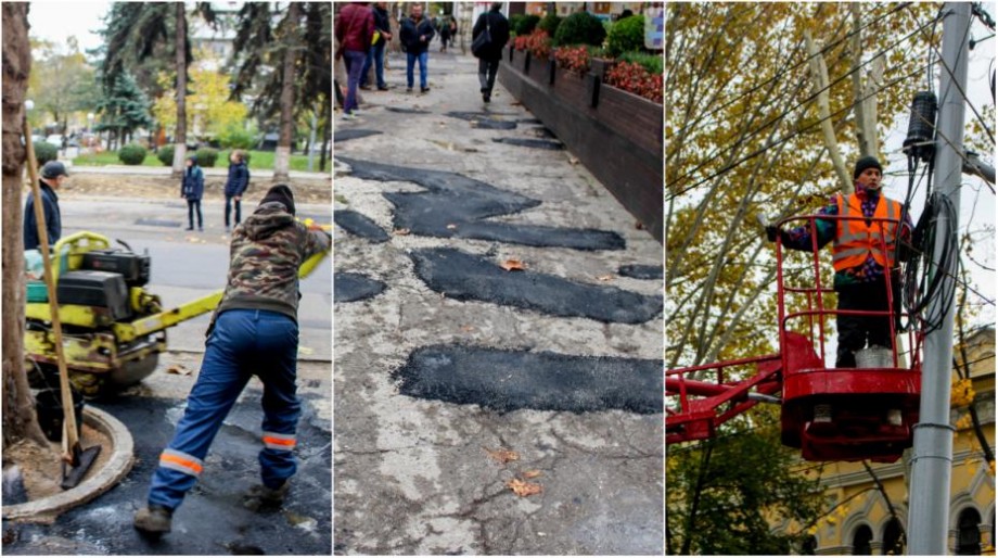 (galerie foto) Cum decurg lucrările de amenajare și „cârpire” a străzii 31 august din Capitală