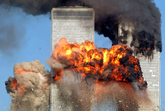 Just after the second airplane crashes to the World Trade Center, New York, 11 Sept 2001 2 (1)