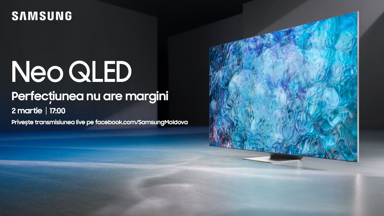 Perfecțiunea nu are margini. Privește evenimentul online de lansare a noilor televizoare Samsung