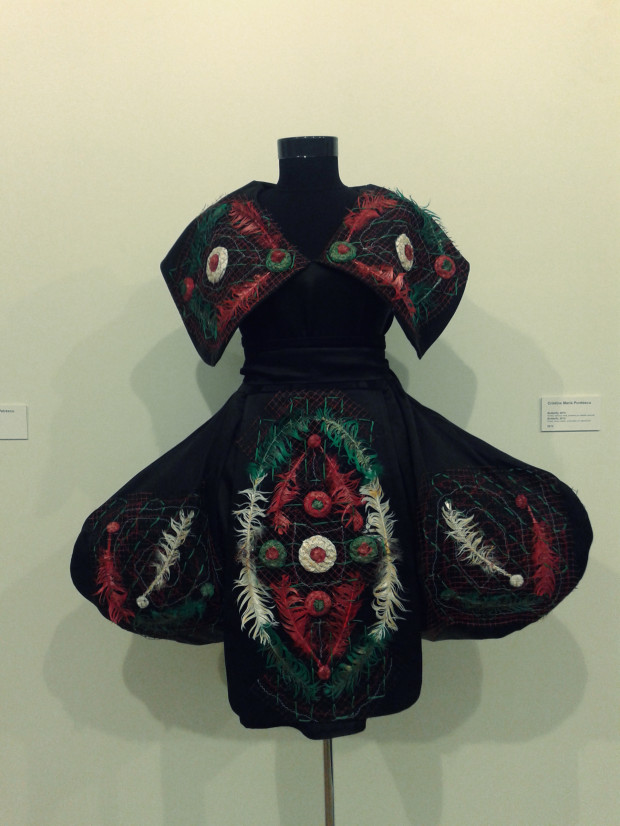 ”Butterfly 2013” de Cristina Maria Purdescu, rochie, tehnică mixtă, broderie pe mătase naturală, 2012