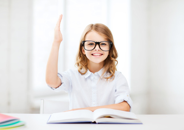 student girl studying at school