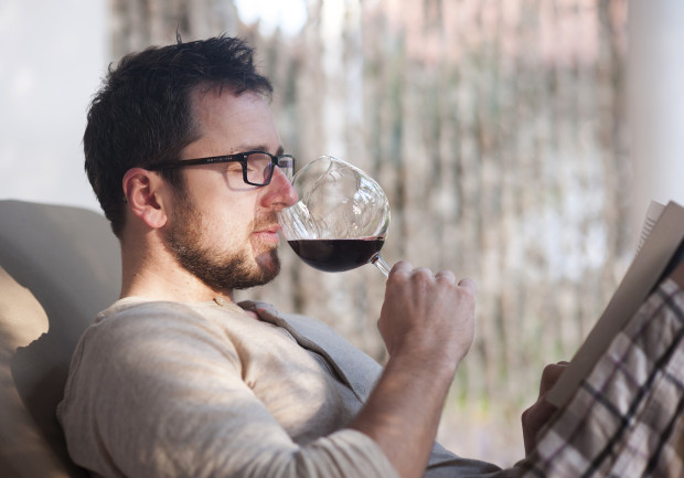 Man drinking wine