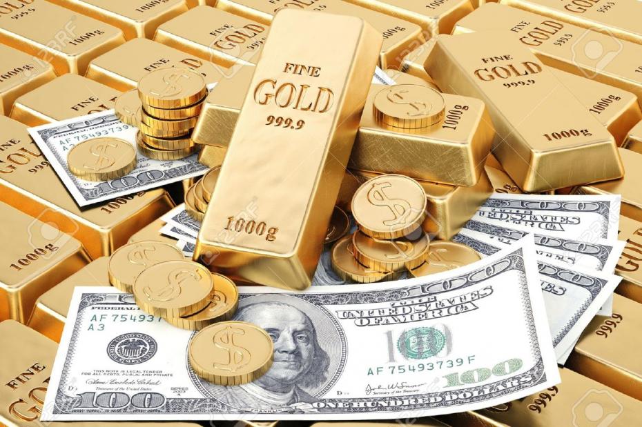 17411215-gold-bars-gold-coins-and-paper-money-stock-photo