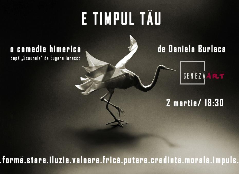 „E timpul tău” – o nouă comedie himerică de la Daniela Burlaca după „Scaunele” de Eugene Ionesco