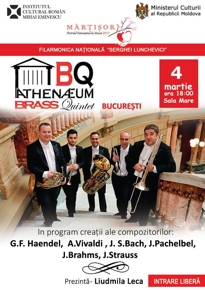 Afis concert Athenaeum Brass Quintet la Festivalul Martisor