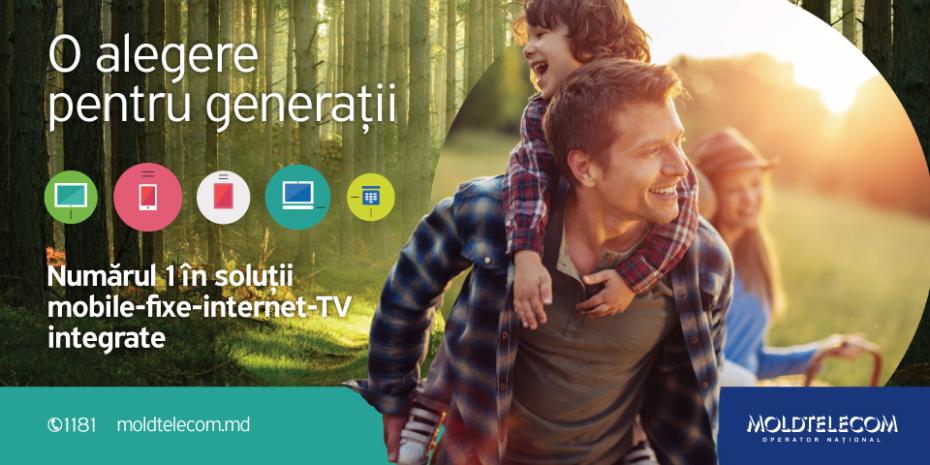 Moldtelecom – o alegere pentru generații. Numărul 1 în soluții integrate: mobile – fixe – Internet – TV