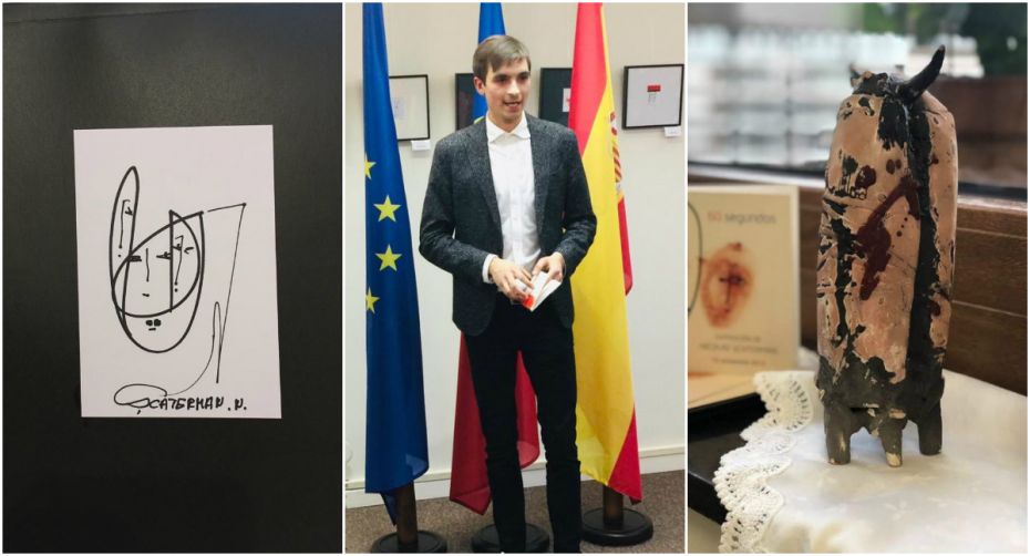 (foto) „60 de secunde”. Plasticianul moldovean Nicolae Șcaterman a inaugurat o expoziție la Madrid