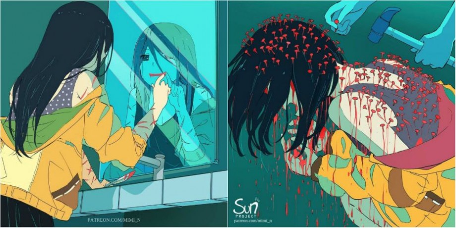 (foto) Anxietatea, depresii și boli mintale. Cum arată suferințele oamenilor într-o serie de ilustrații terifiante