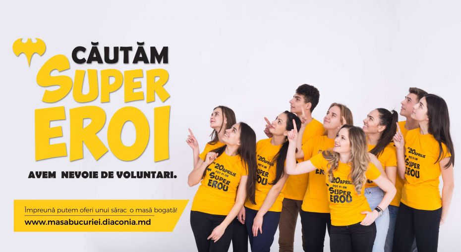 Diaconia te provoacă să devii Super Erou de Paște. Fii voluntar în campania „Masa Bucuriei”