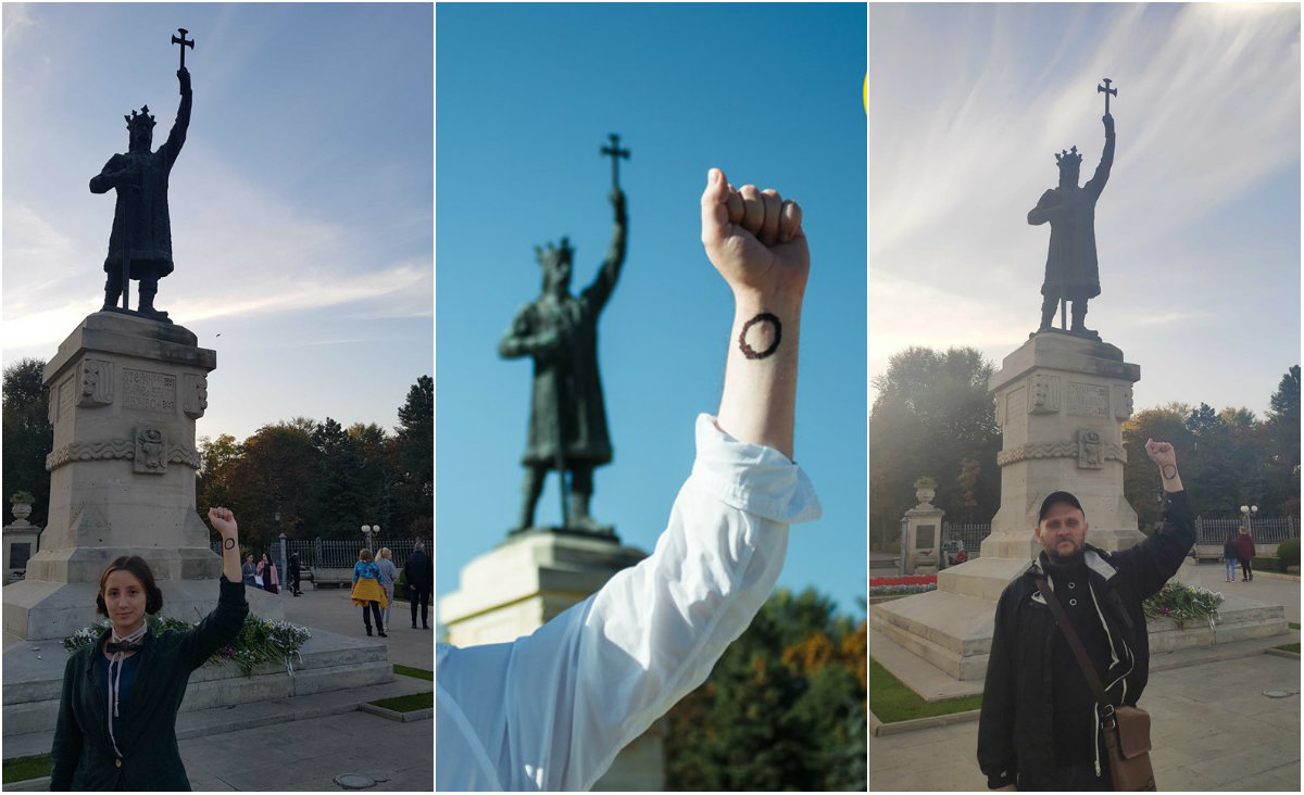 (foto) Flashmob în ultima zi a campaniei electorale: Vot împotriva tuturor lângă statuia lui Ștefan cel Mare