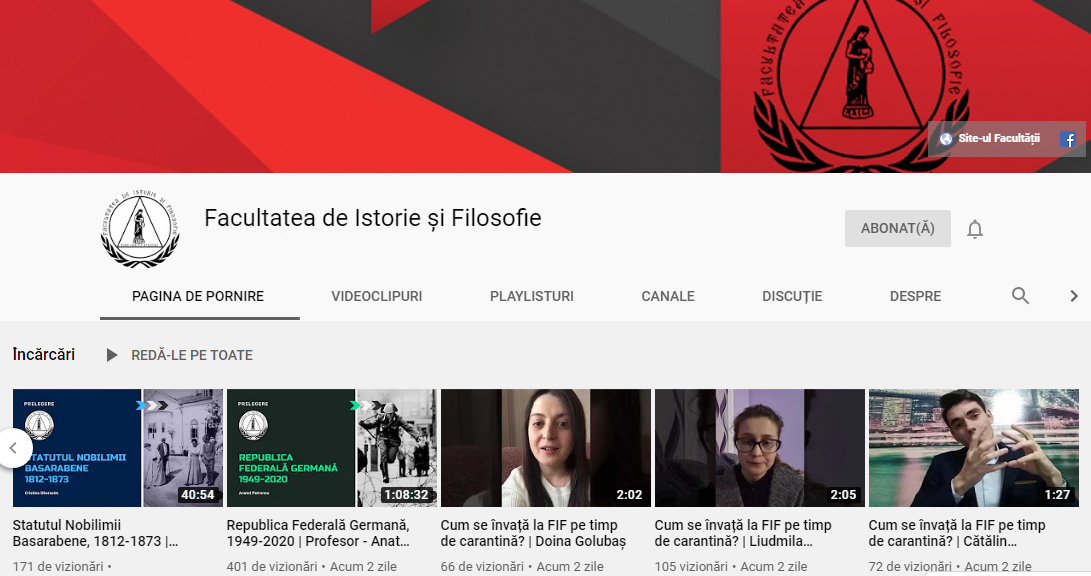 Facultatea de Istorie și Filosofie a Universității de Stat din Moldova lansează un canal de YouTube