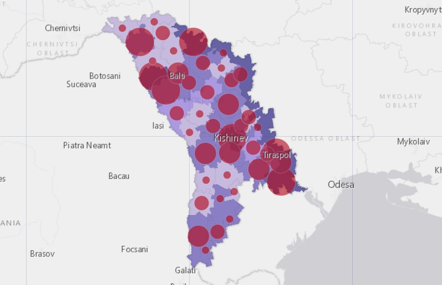 (harta) Din ce raioane sunt cele 2 548 de persoane infectate cu COVID-19 în Moldova