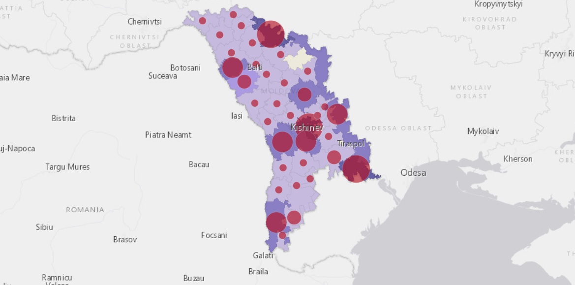 (hartă) Din ce raioane sunt cele 1 056 de persoane infectate cu COVID-19 în Moldova