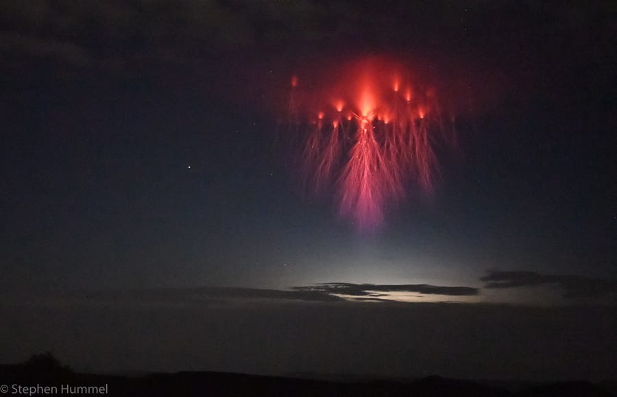 (foto) Scântei spectaculoase pe cer. În Texas, a fost surprins un fulger-meduză în timpul unei furtuni