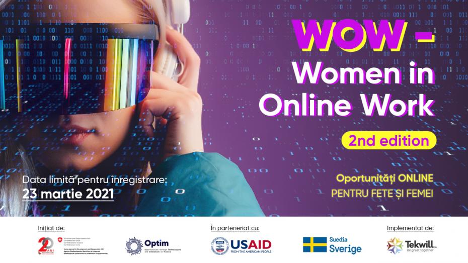 Proiectul „Women in Online Work (WOW)” lansează cea de a II-a ediție! Înscrie-te și tu până pe 23 martie 2021