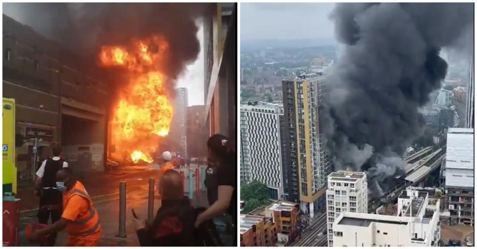 (video) Incendiu de proporții lângă o stație de metrou din Londra. 70 de pompieri se află la fața locului