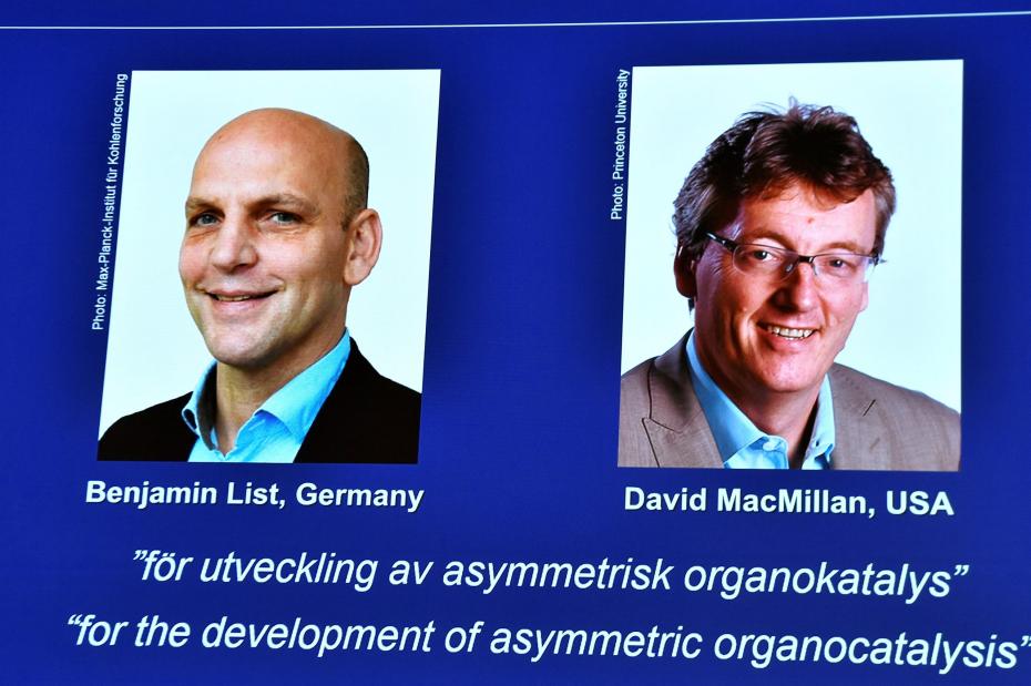 Announcement of winners of the 2021 Nobel Prize in Chemistry in Stockholm