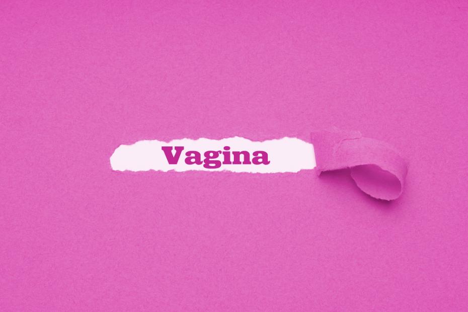 vagina word revealed underneath torn pink paper