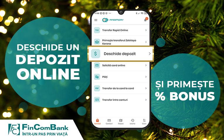 Deschide un depozit online prin FinComPay app și primește bonus la rata dobânzii