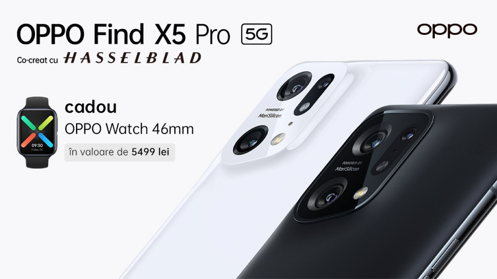 OPPO Find X5 PRO deja în Moldova + Watch 46mm în valoare de 5499 lei cadou