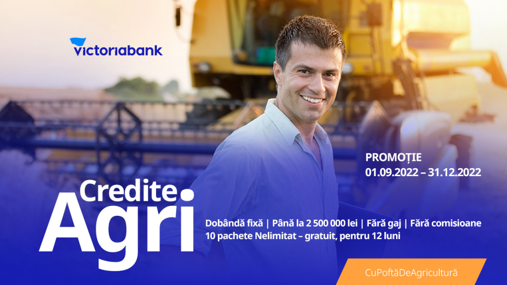 Victoriabank vine cu o ofertă de susținere pentru agricultori – credite cu rată fixă, până la 2,5 milioane de lei