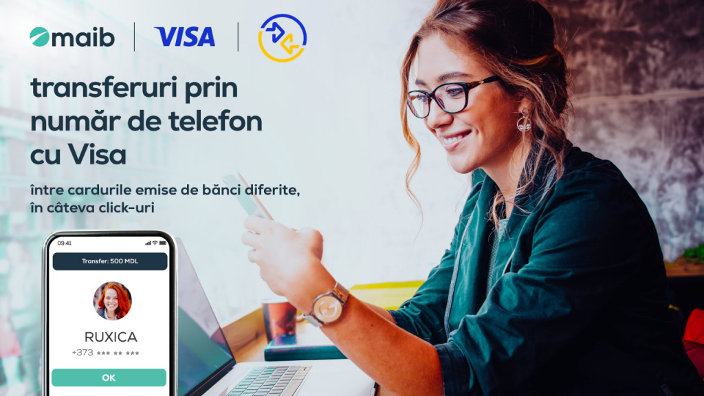 Transfer prin numărul de telefon cu Visa – un nou serviciu de la maib pentru a trimite și primi bani