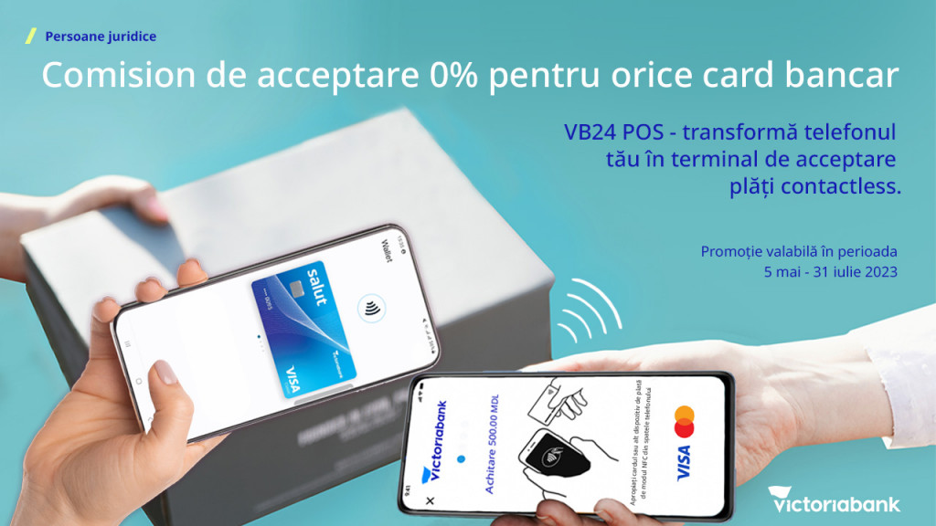 Comision de acceptare 0 % la orice card bancar: VB24 POS transformă telefonul tău în terminal de acceptare plăți contactless