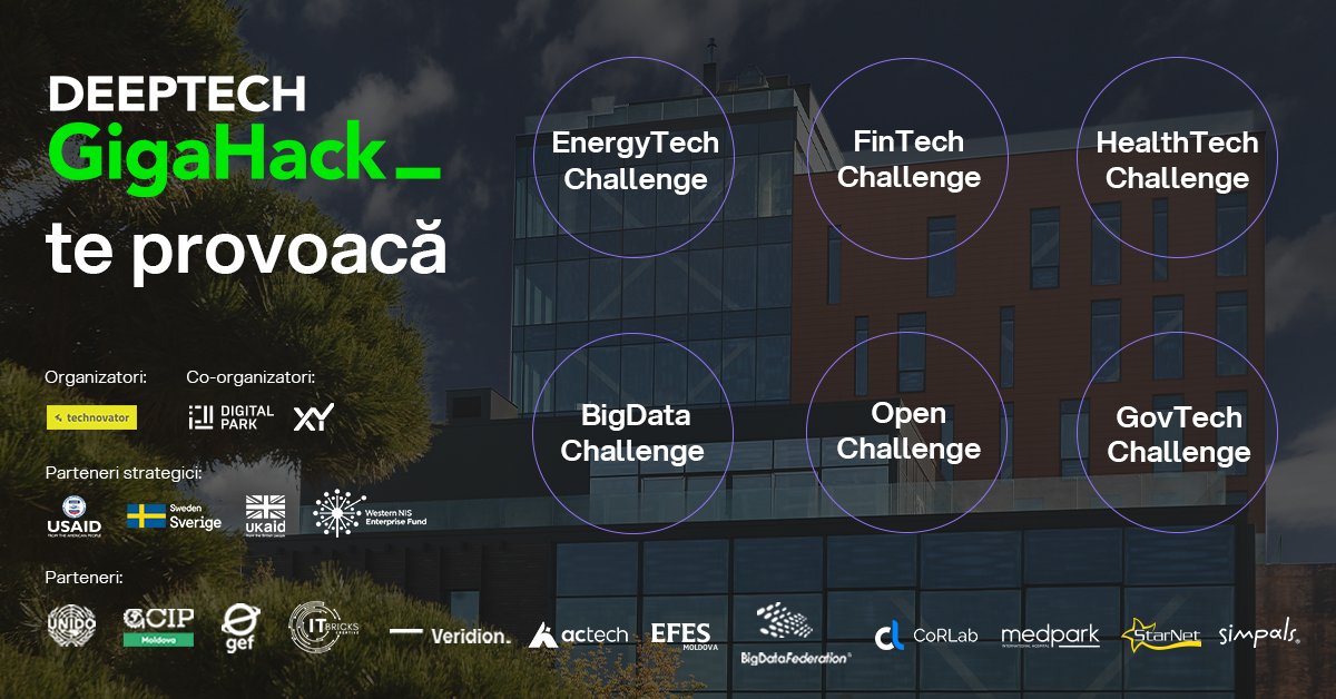 Ai o idee inovativă pentru domeniile medicină, energetică, tehnologii informaționale, big data, finanțe și bănci? Înscrie-te la DeepTech GigaHack