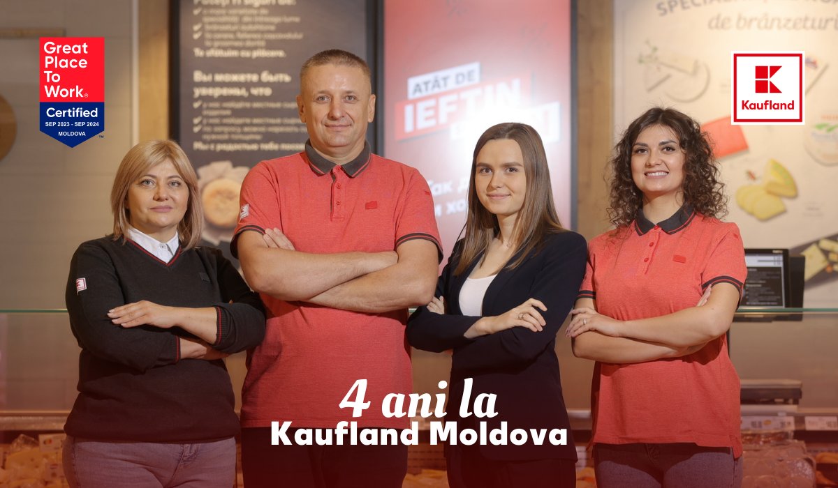 Kaufland Moldova obține certificarea „Great Place to Work” – acordată celor mai apreciate companii de către angajați