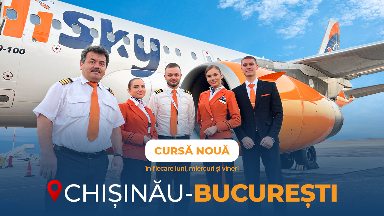 Compania aeriană HiSky a inaugurat trei noi rute cu plecare din Chișinău