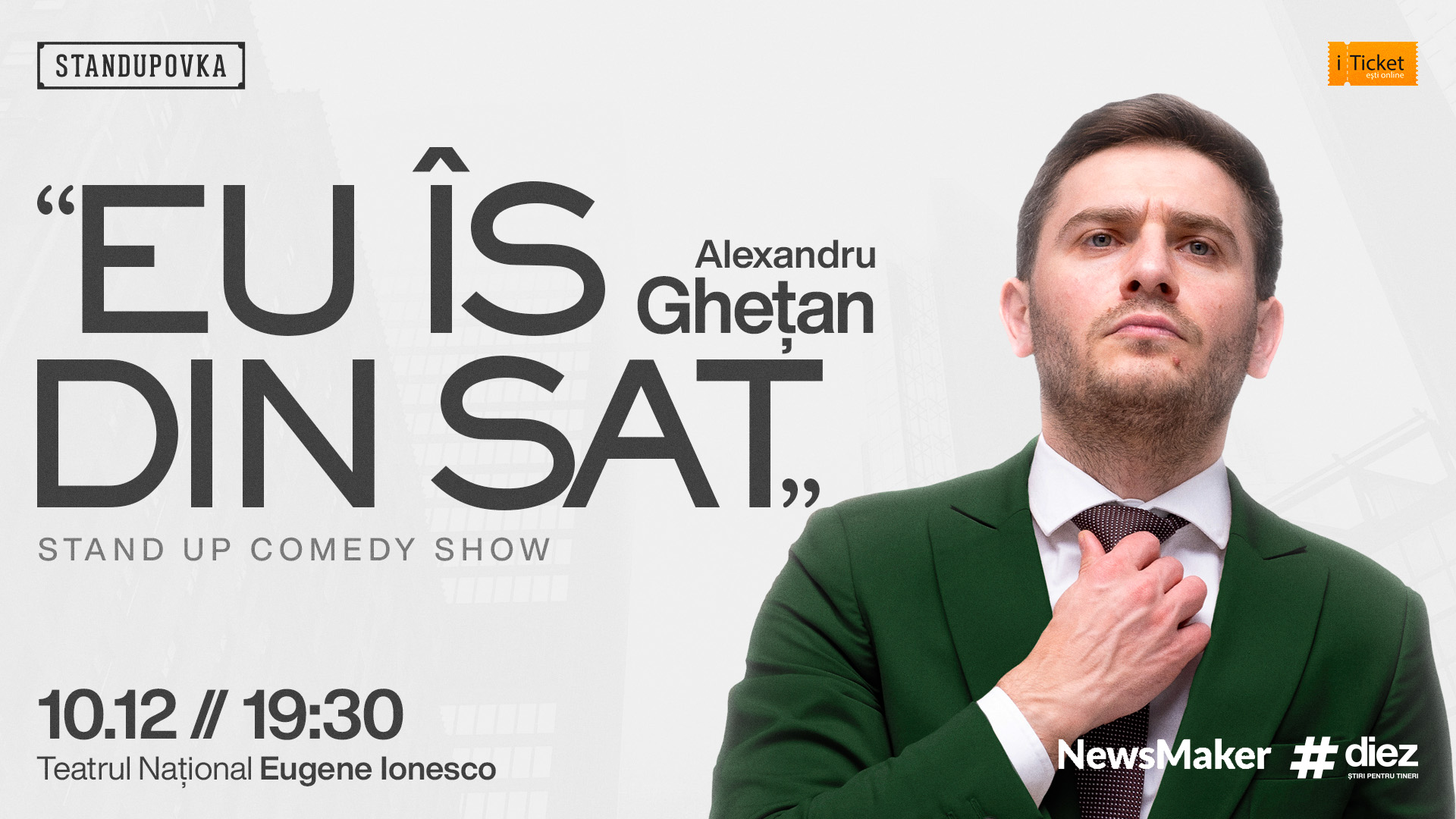 „Eu îs din sat!” Alexandru Ghețan te așteaptă la un concert solo pe 10 decembrie la Teatrul Național „Eugene Ionesco”