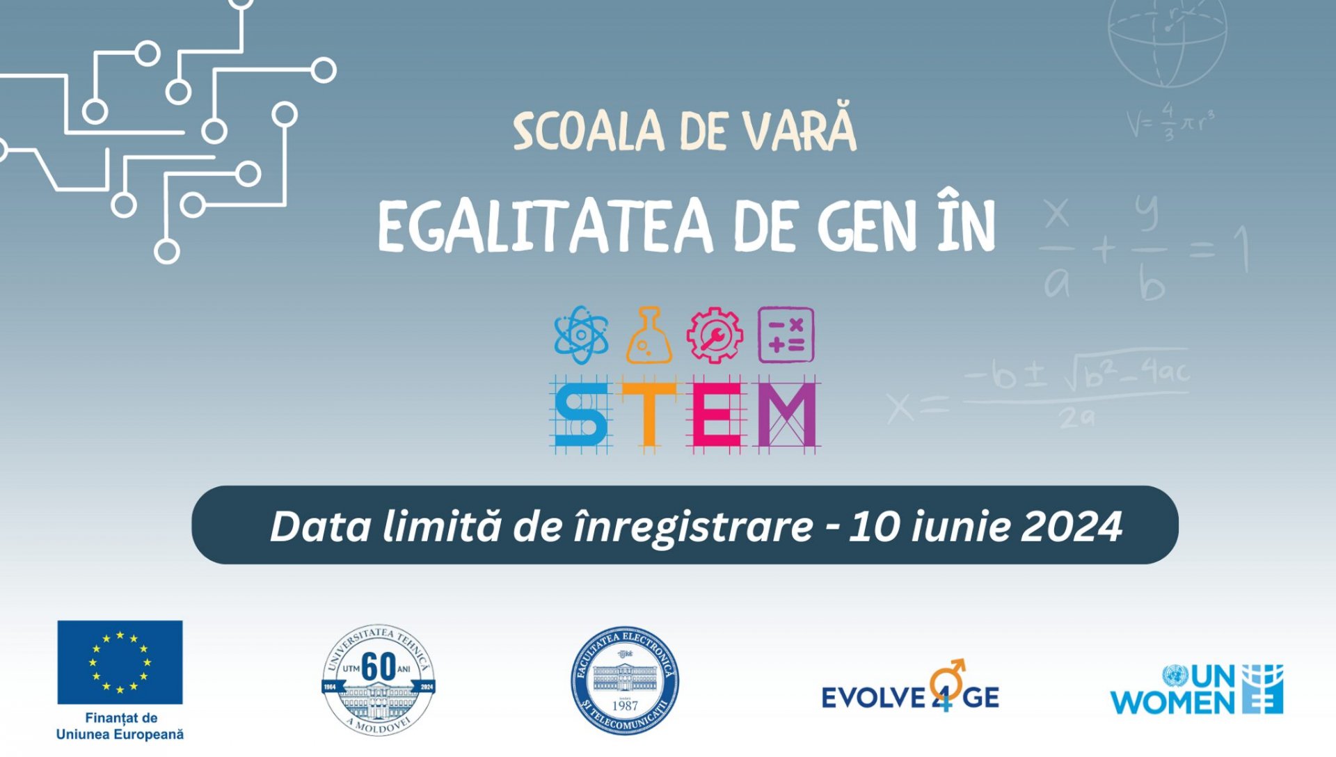 Facultatea Electronică și Telecomunicații a UTM invită elevii la școala de vară „Egalitatea de gen în STEM”