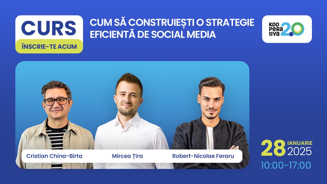 Cum transformi social media într-un instrument de succes pentru brandul tău? Curs intensiv de strategie social media organizat de Kooperativa 2.0