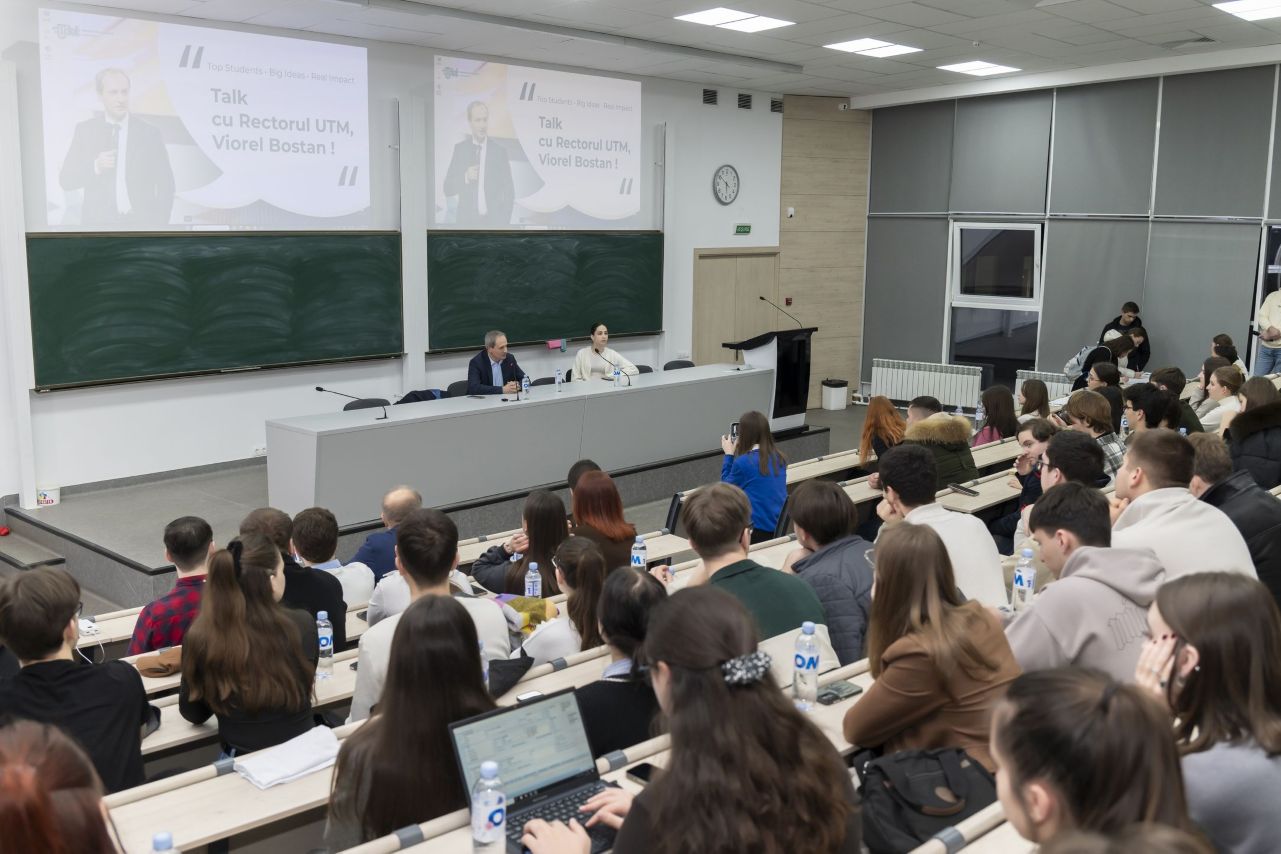 Rectorul UTM, Viorel Bostan, în dialog deschis cu studenții: întrebări fără filtru, răspunsuri sincere și viziune pentru viitor